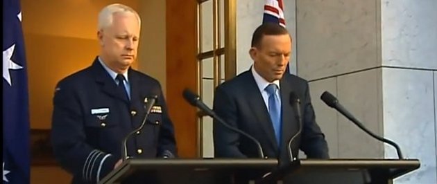 PM Tony Abbott and CDF Air Chief Marshal Mark Binskin at their joint press conference today